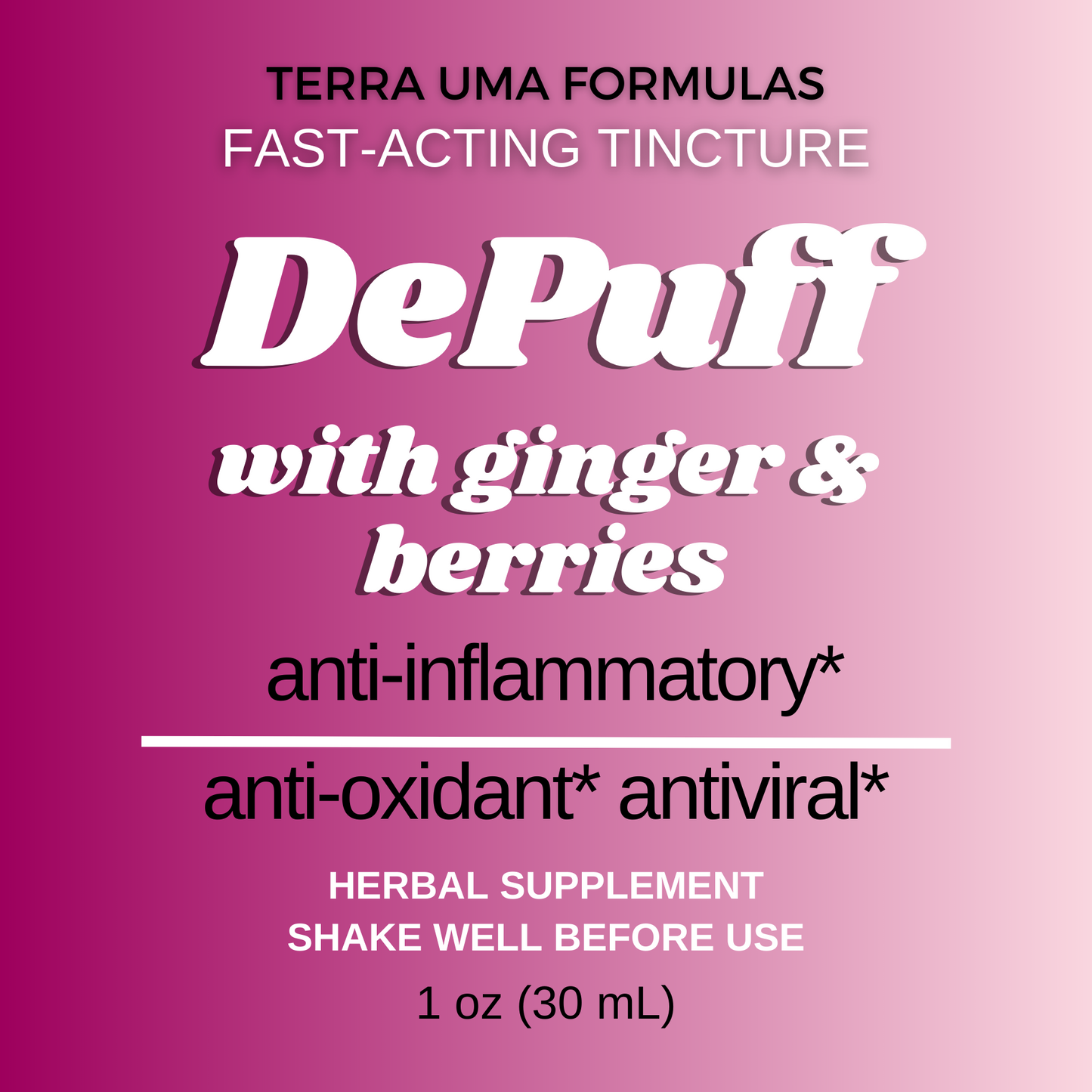 Depuff tincture label