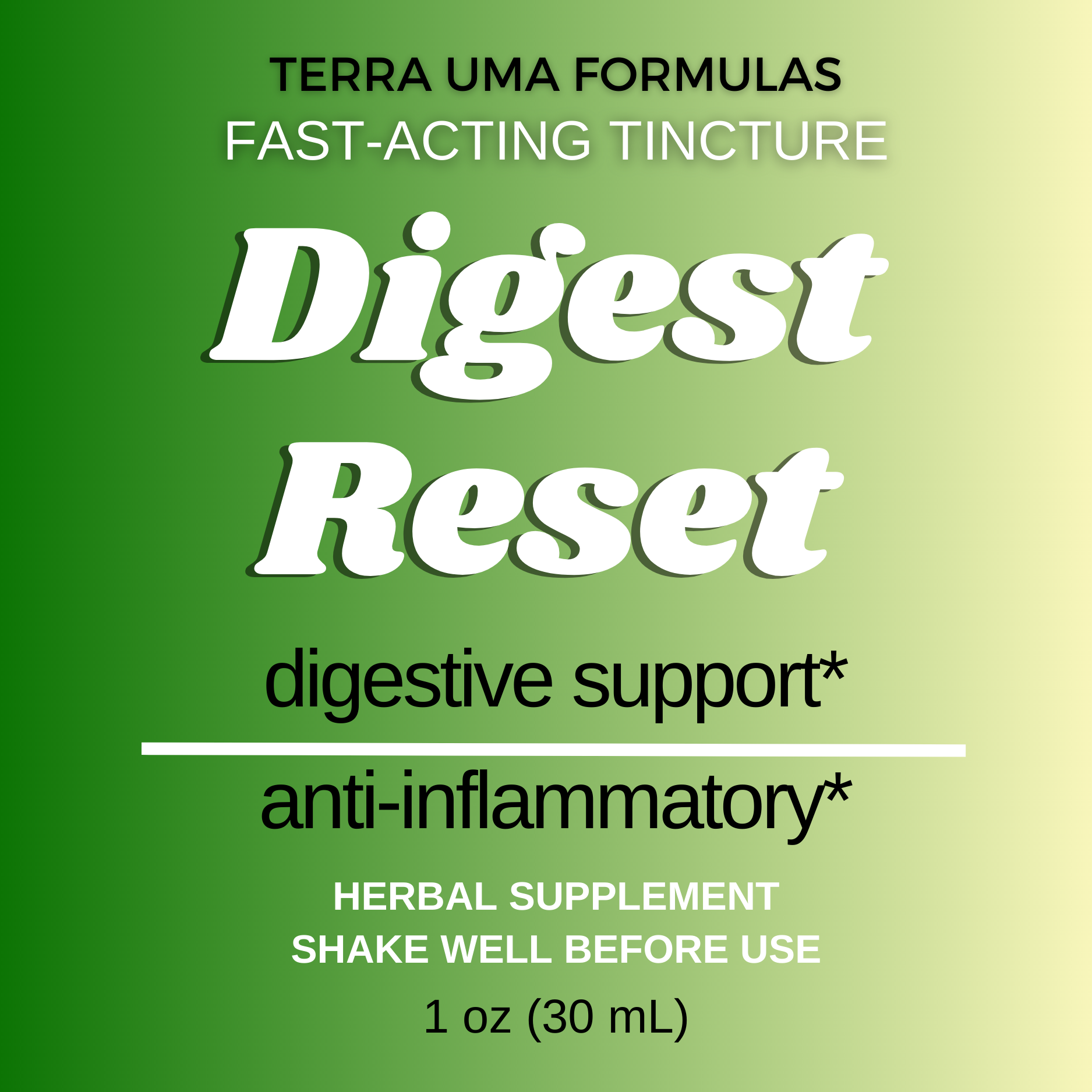 Digest Reset tincture label